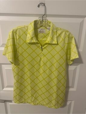 Ladies EP Pro Neon Lime Diamond-Print Golf Polo